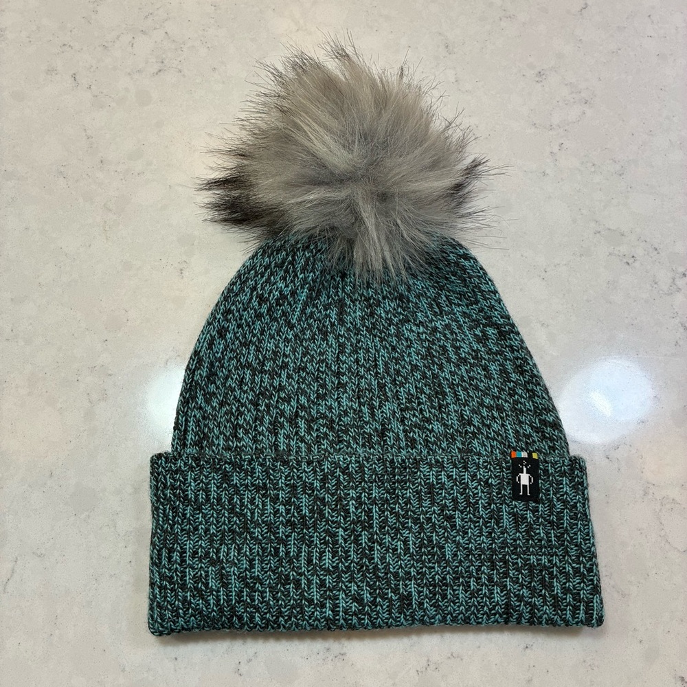 Smartwool Powder Pass Beanie Hat Faux Fur Pom